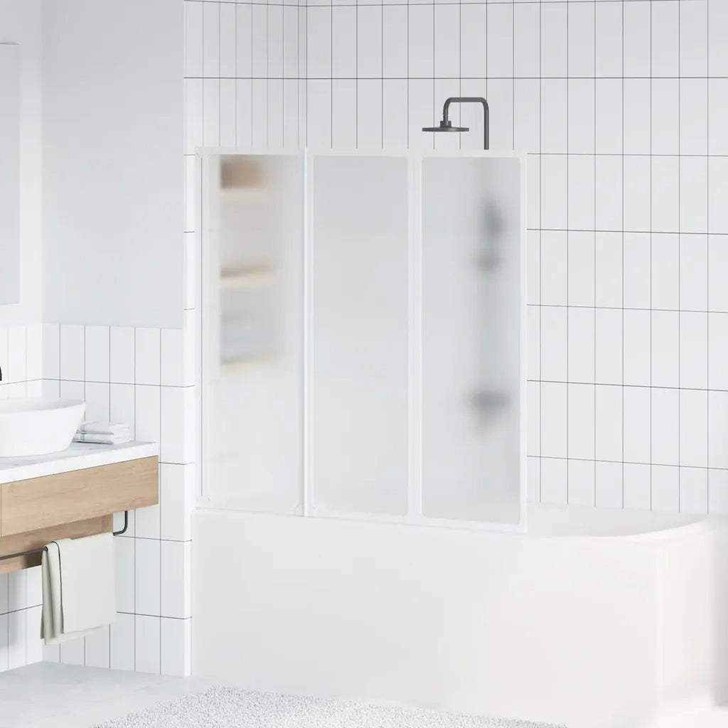 Parete per Doccia e Vasca Bagno 117x120cm 3 Pannelli Pieghevole CFW3933717