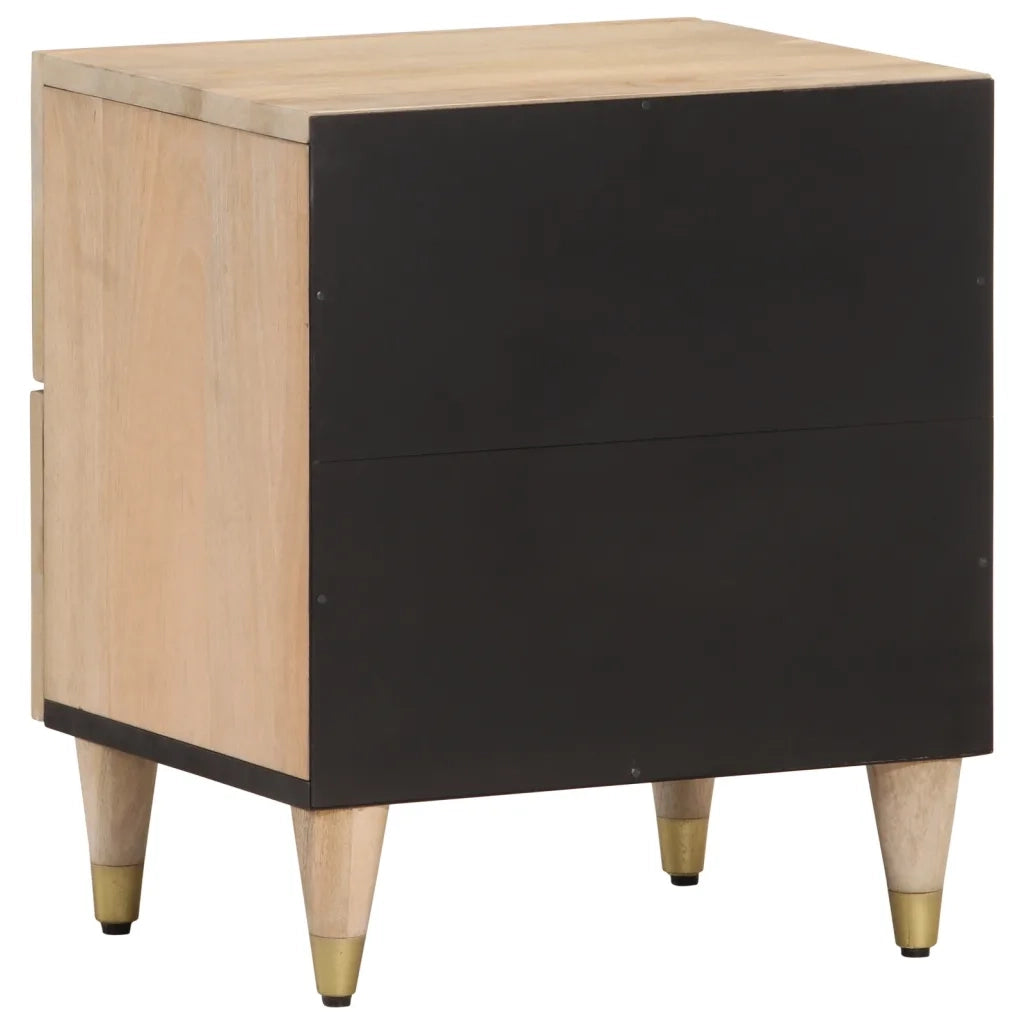 Set di 2 Comodini | Armadio da Notte | Mobiletto da notte 40x33x46 cm in Legno Massello di Mango