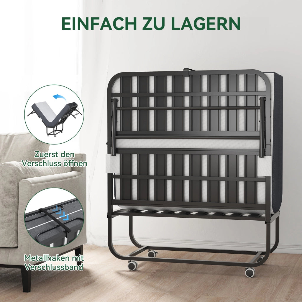 Letto pieghevole 190x96 memory foam 9;5cm metallo portatile