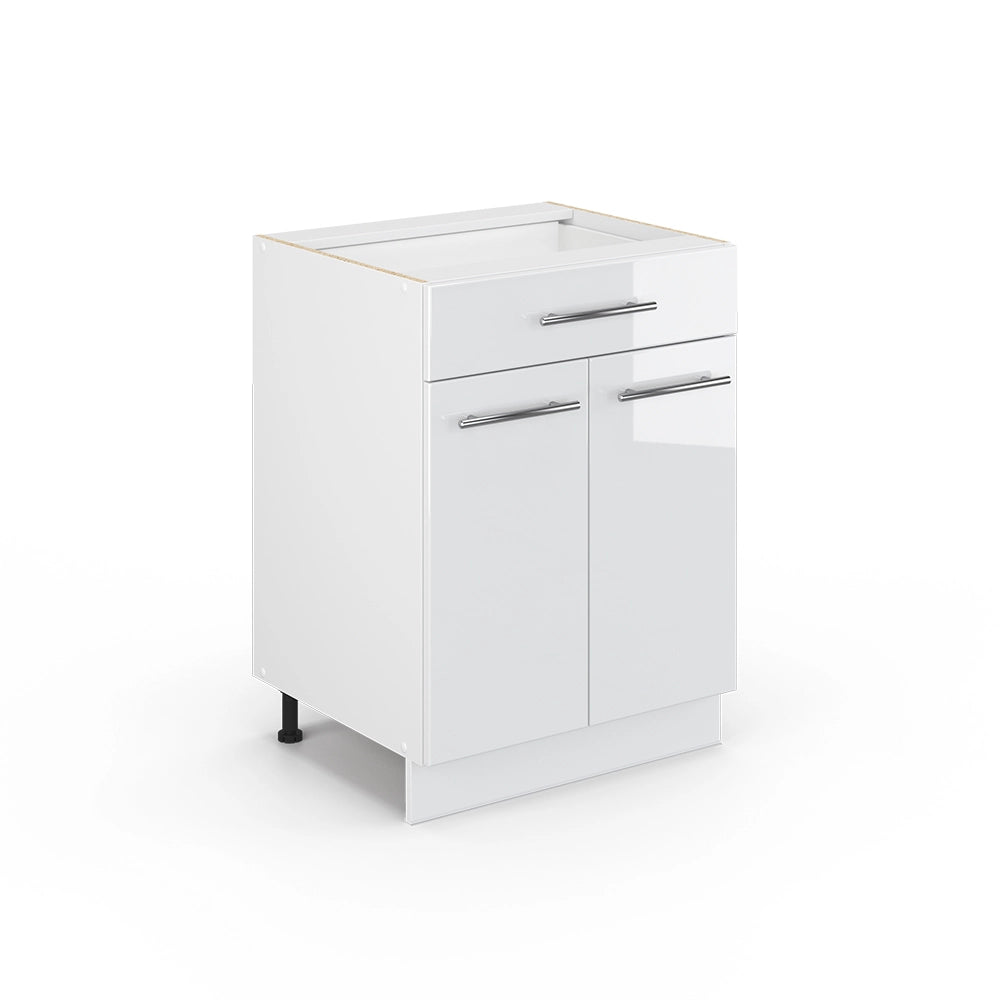 Vicco Mobiletto base per cucina Bianco lucido 60 cm con cassetto, senza piano di lavoro
