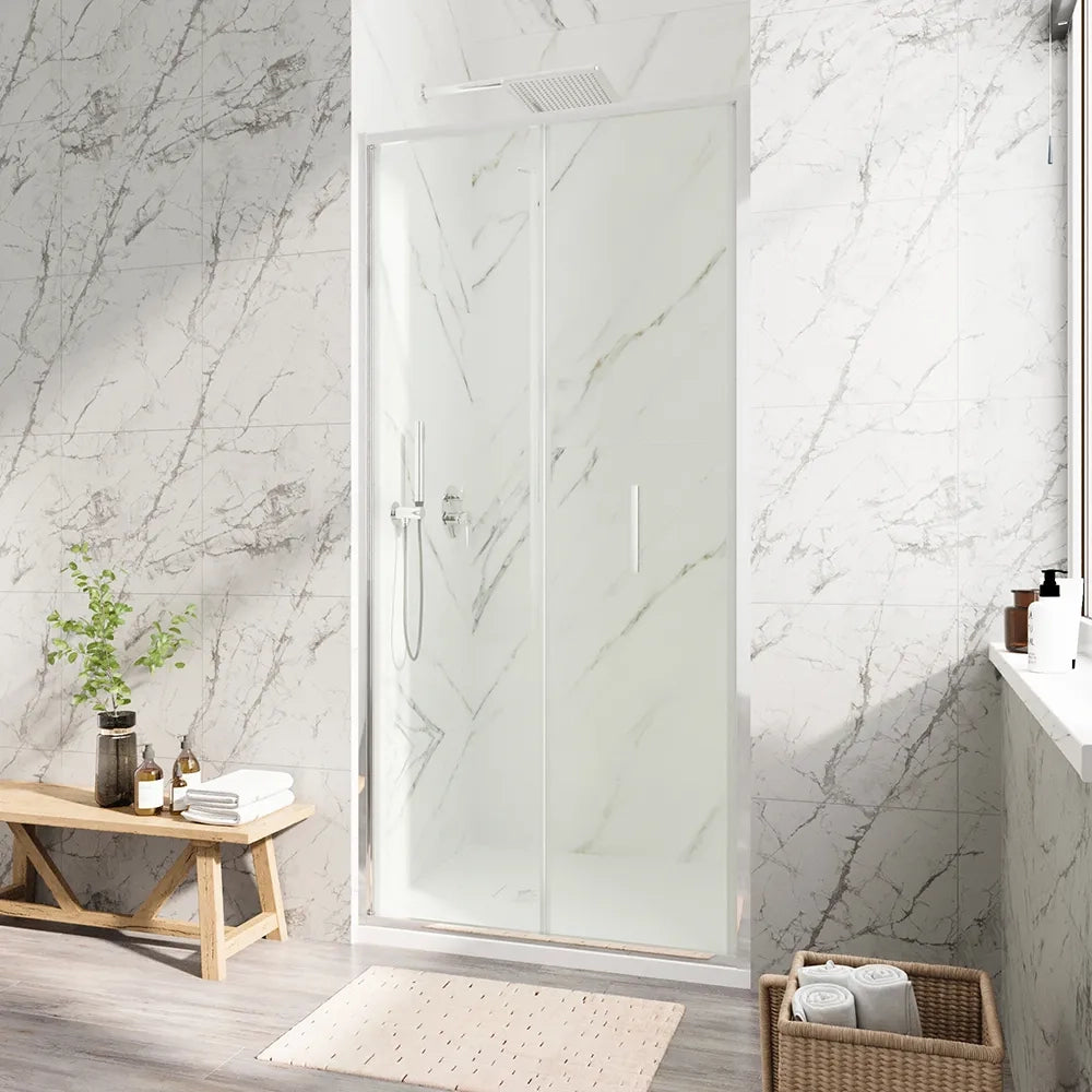Porta doccia 75cm con apertura a libro profili slim cromati vetro 6mm trasparente h190 | Portofino