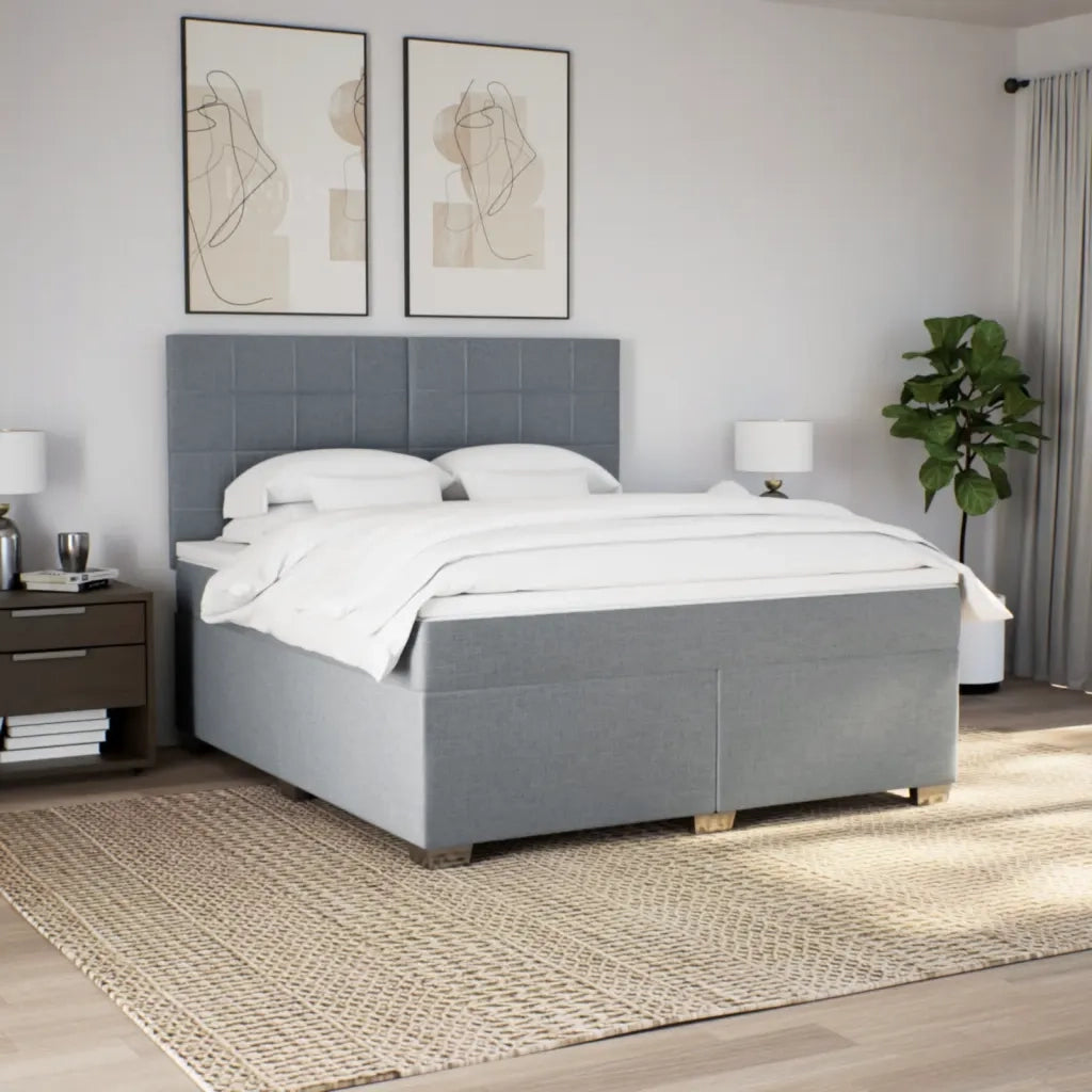 Giroletto a Molle con Materasso Grigio Chiaro180x200 cm Tessuto