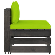 Divano componibile-Divano Centrale Modulare con Cuscini in Legno Impregnato Grigio 521453