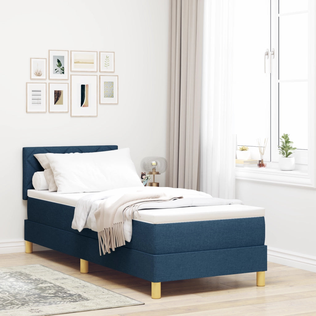 Letto Box Spring con Materasso Blu 80x200 cm Tessuto