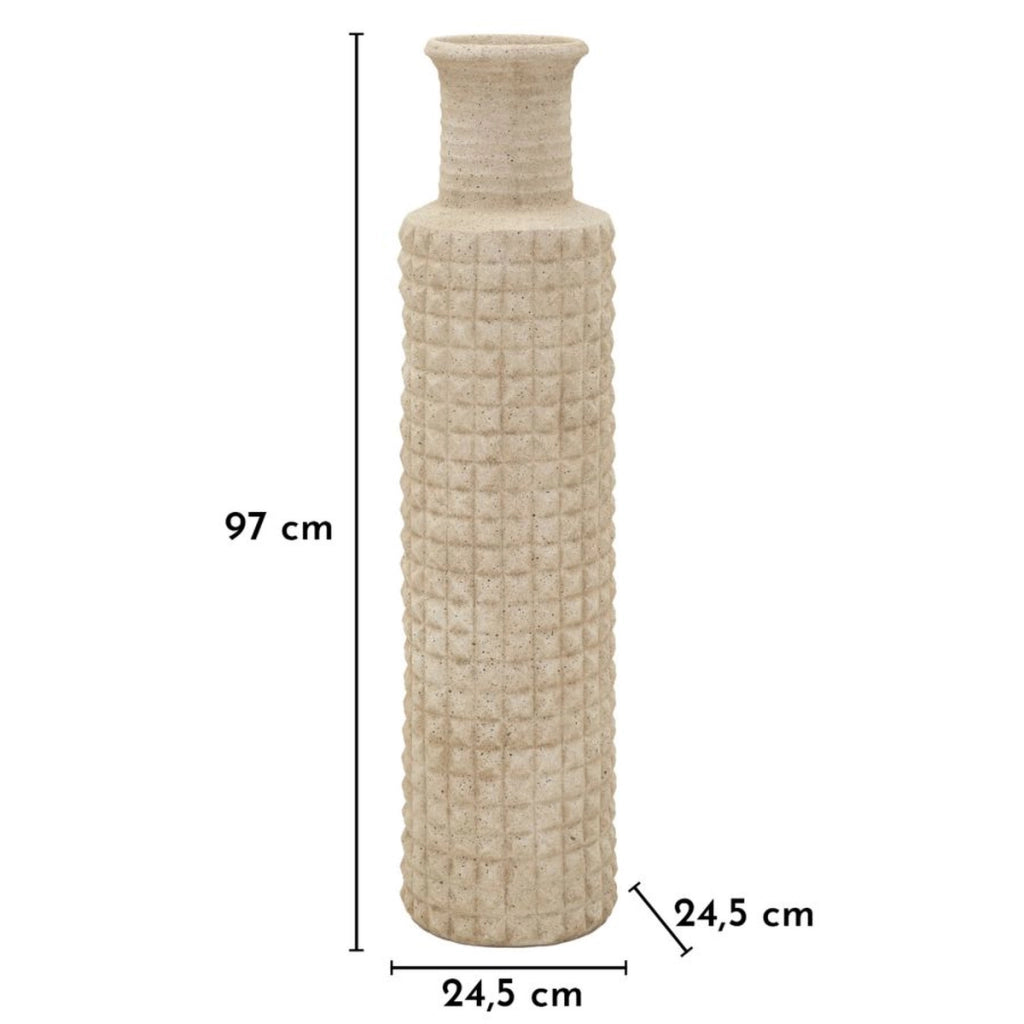 Vaso Decorativo VKH1036, Beige, Poliresina, 24,5x24,5x97 cm