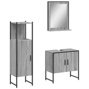 Set Mobili da Bagno | Armadio da bagno 3 pz Grigio Sonoma in Legno Multistrato