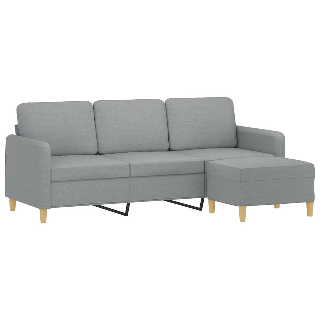 Divano a 3 Posti con Poggiapiedi-Sofa 3 Posti con Poggiapiedi Grigio Chiaro 180cm in Tessuto 421239