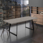 Tavolo allungabile Lavinya piano grigio cemento e gambe in metallo nero 170x90x75h
