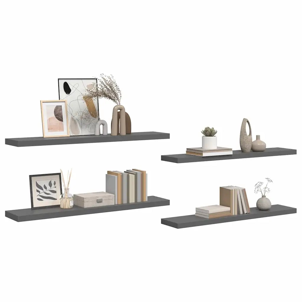 Scaffali a Parete 4 pz Grigio Lucido 120x23,5x3,8 cm in MDF cod mxl 49195