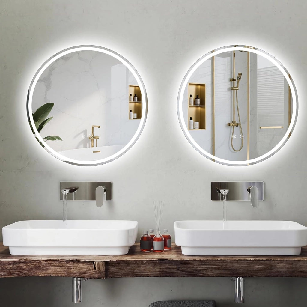 Specchio Rotondo LED con Luce da 80 cm, Specchio da Bagno da Parete con Luminosità Regolabile, Touch Intelligente, Funzione Memoria e Design Anti-Appannamento, per Ingresso (80 cm x 2,8 cm)
