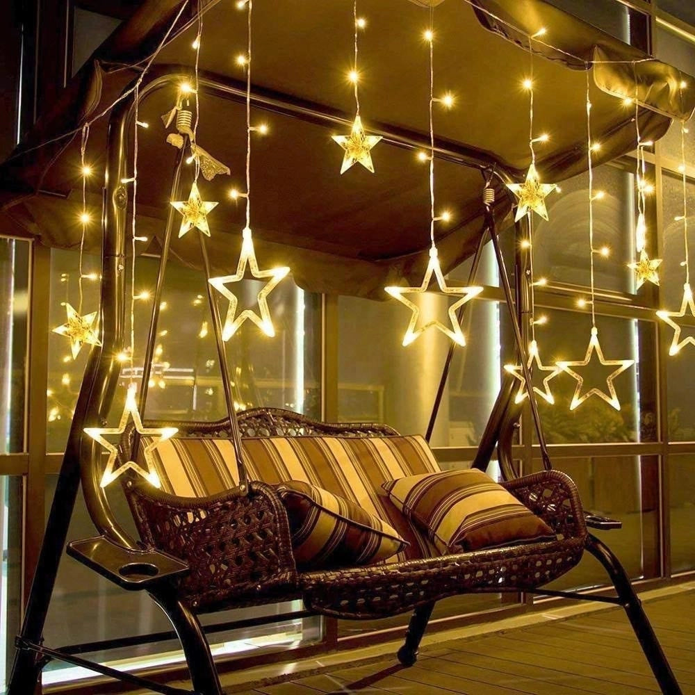 Trade Shop - Tenda Luminosa Natalizia 140led Con Stelle Bianco Caldo 2mt Esterno Prolungabile -