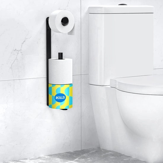 Houder per 3 rotoli di carta igienica, adesivo per autoadesione, per bagno, in acciaio inox 304, nero, da appendere al muro