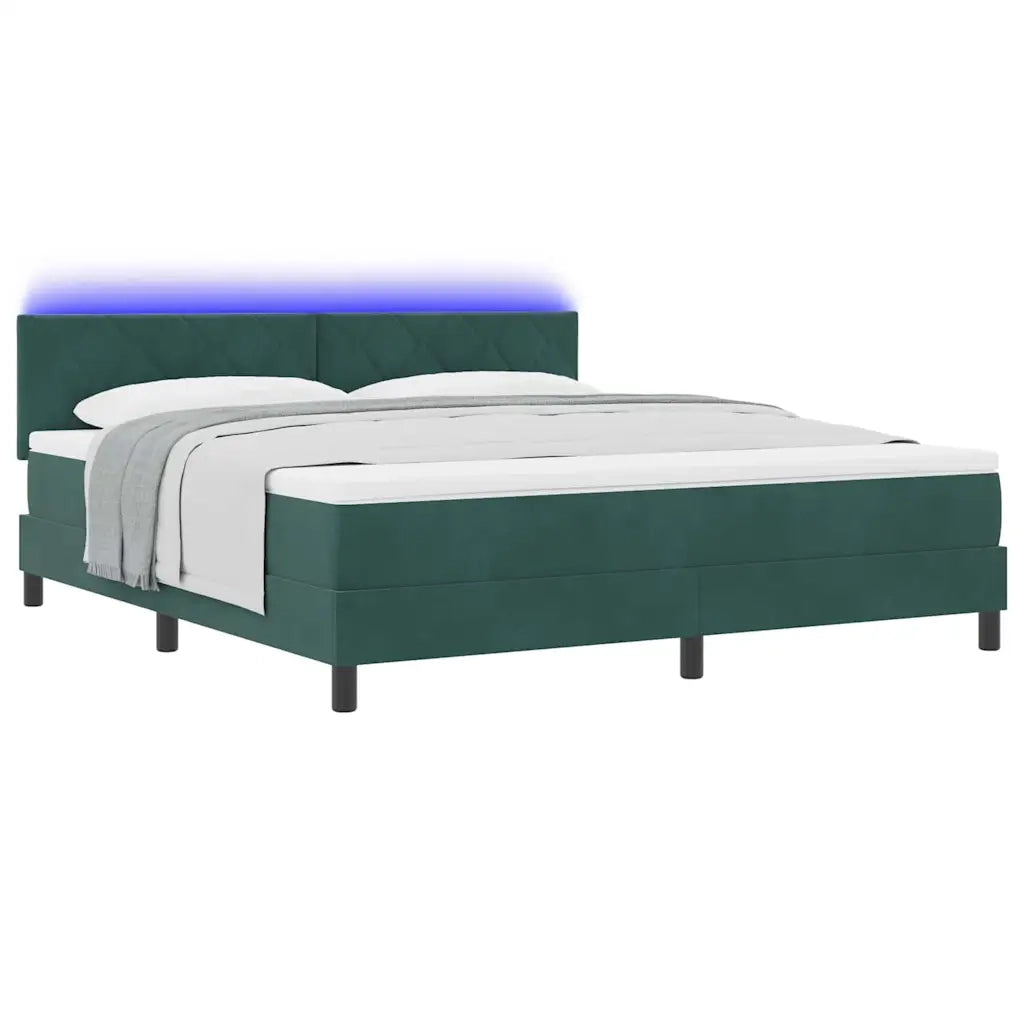 Letto a Sorgente LED con led Verde Scuro 180 x 200 cm Velluto 3342737