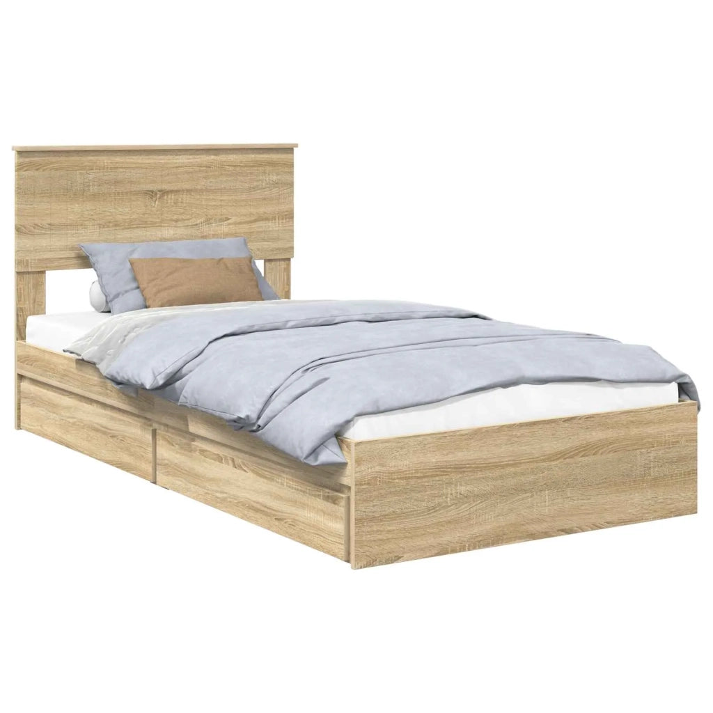 Letto con Contenitore con testiera Rovere Sonoma 100 x 200 cm