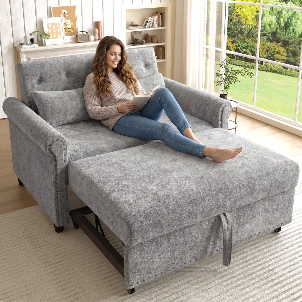 DIVANO LETTO 2 posti 3 in 1 170x98 cm Chenille grigio