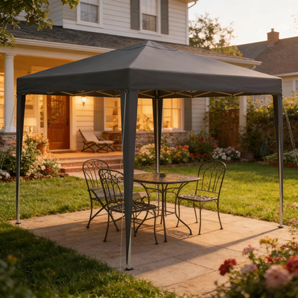 GAZEBO 3x3 m Altezza regolabile Antracite in ferro e tessuto Oxford