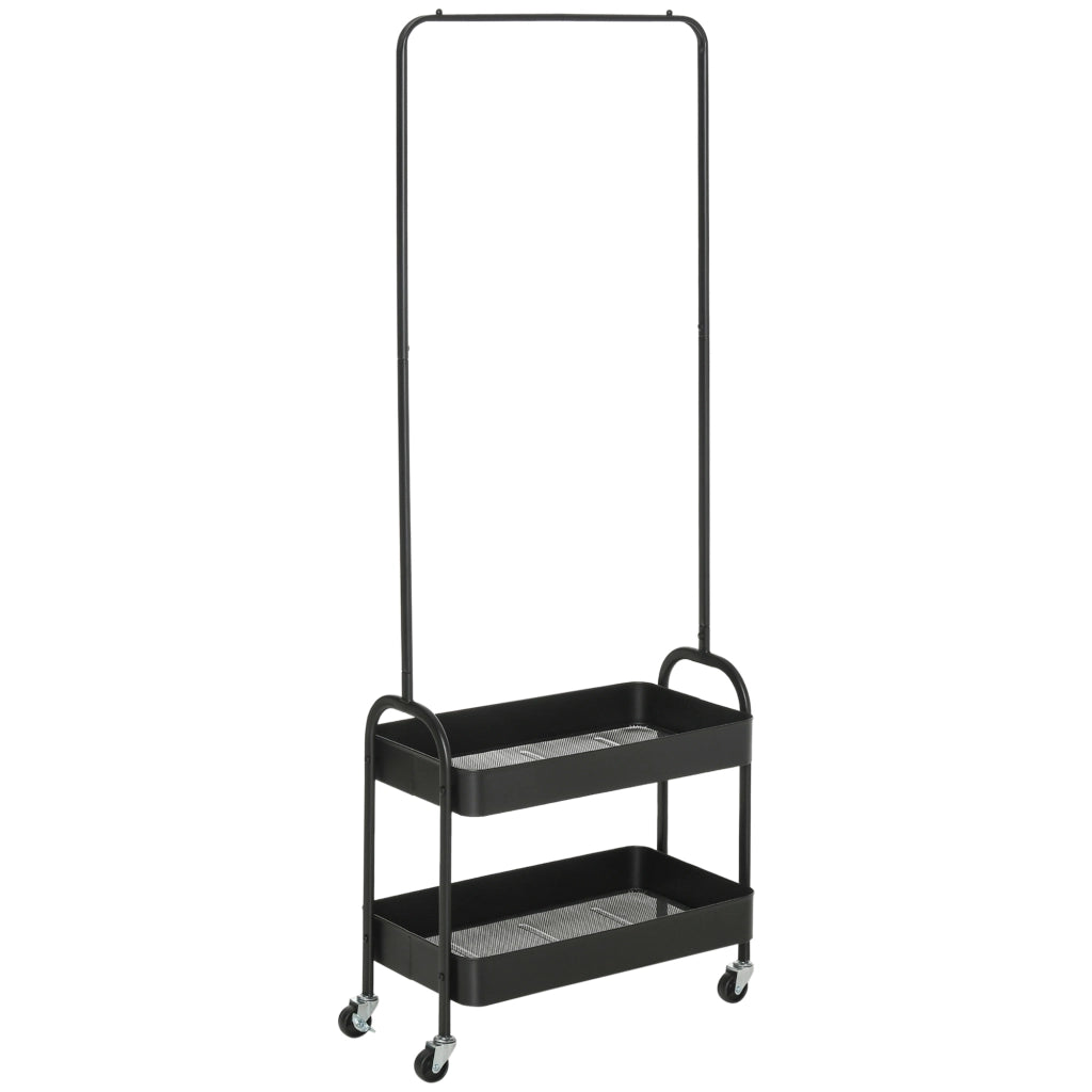 Appendiabiti mobile in metallo con ripiano per scarpe ¨C zephmum ¨C Nero