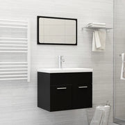 Set Mobili da Bagno 2 pz Nero in Legno Multistrato