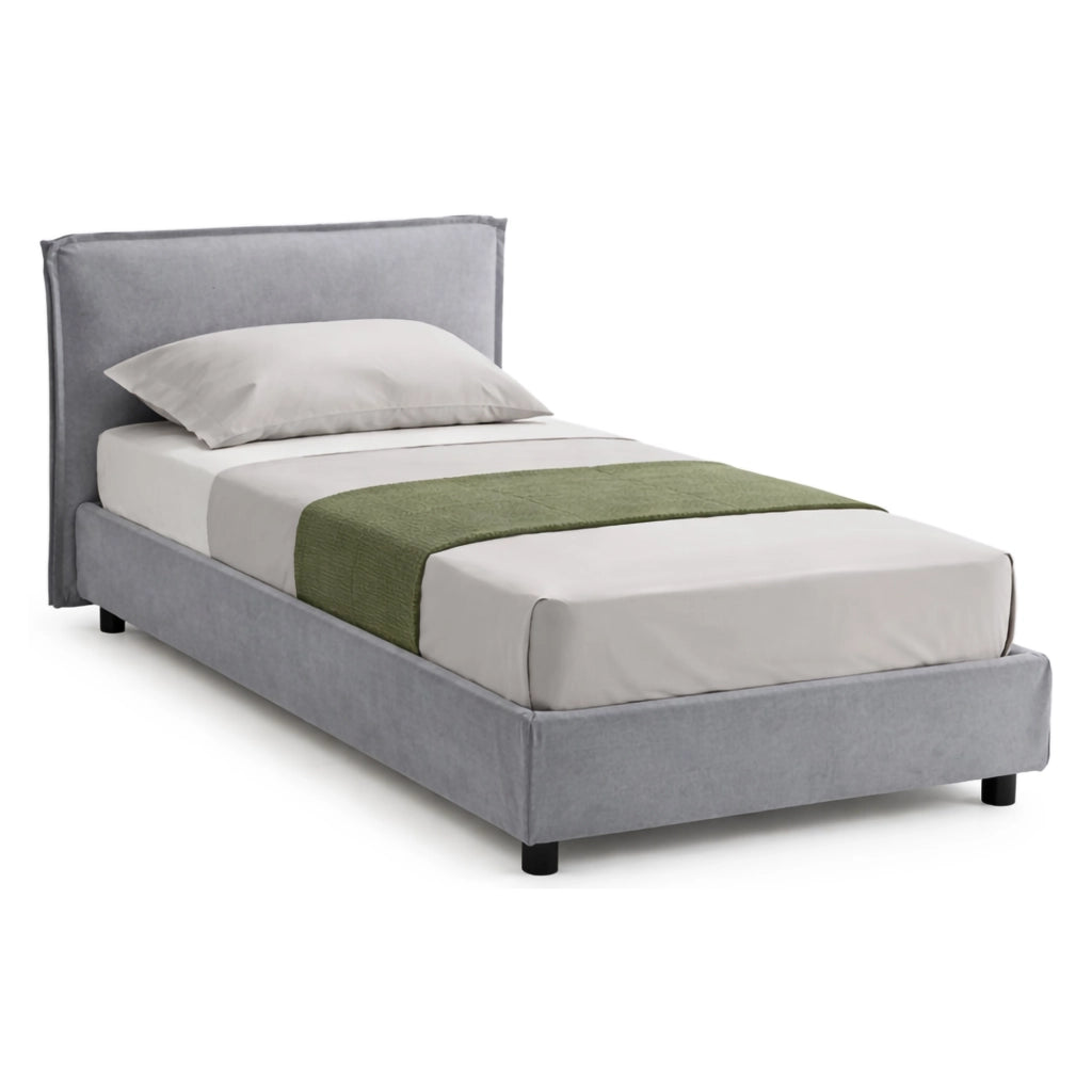 Brusson, Letto Singolo Sfoderabile Made in Italy, Grigio