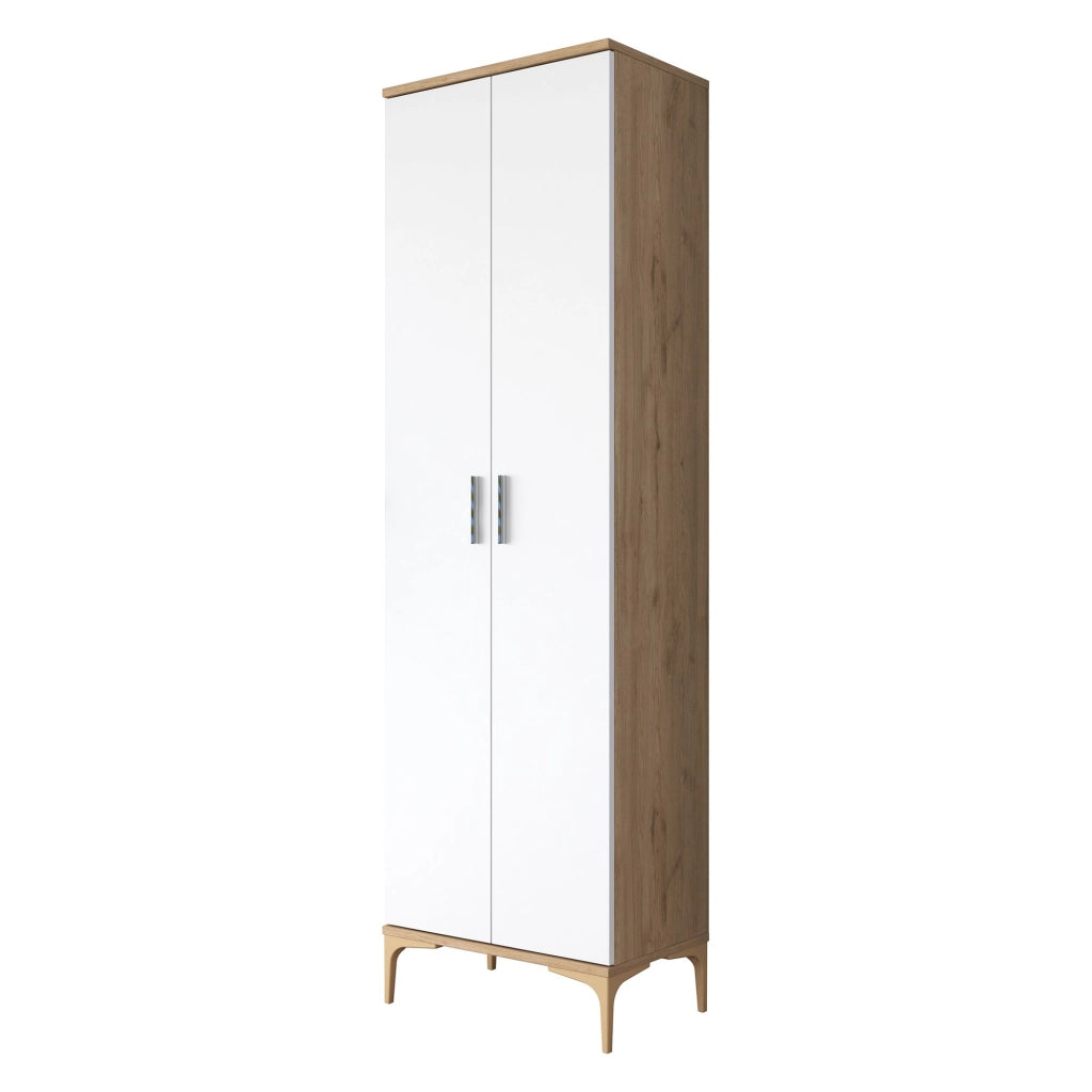 Garbagna, Armadio Multiuso 2 Ante 7 Ripiani, 60x199h cm Marrone Rovere