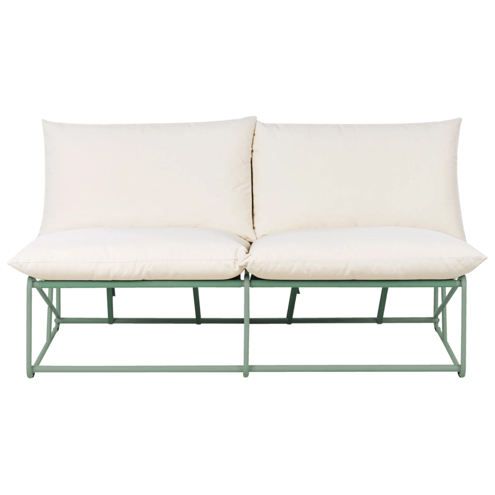 Divano basso oversize in metallo con cuscini schienale e seduta Arredamento da interno ed esterno senza braccioli da giardino verde