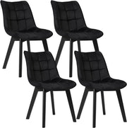 Set di 4 Sedie Moderne da Sala Pranzo Poltroncina da Cucina Poltrona in Velluto Senza Braccioli Gambe in Legno Nero 0656BY-4