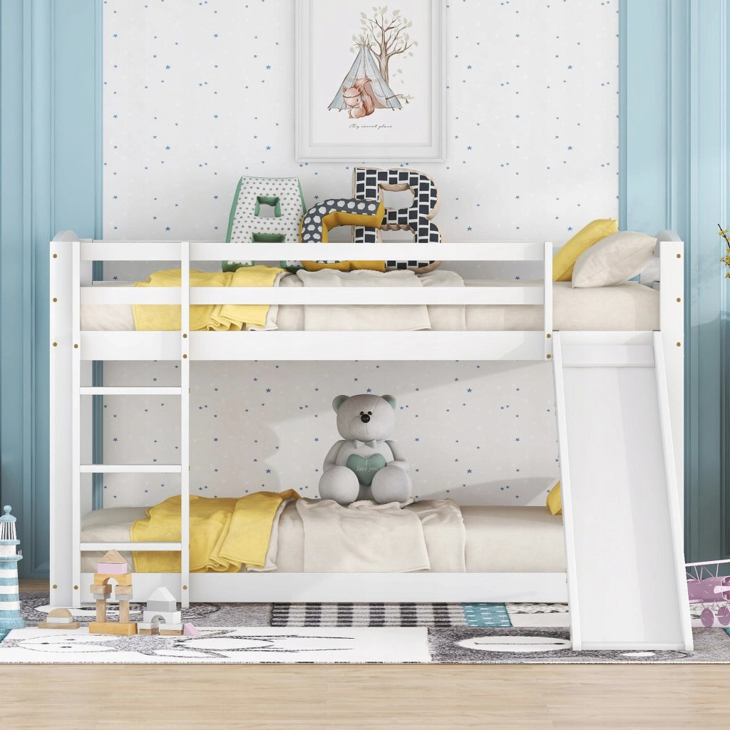 Letto a castello 90x200 - Xylo - Bianco con scivolo senza materasso