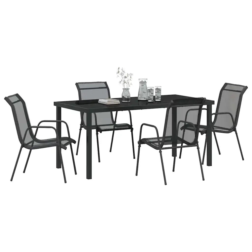 Set da Pranzo per Giardino 5 pcs Nero 3379138