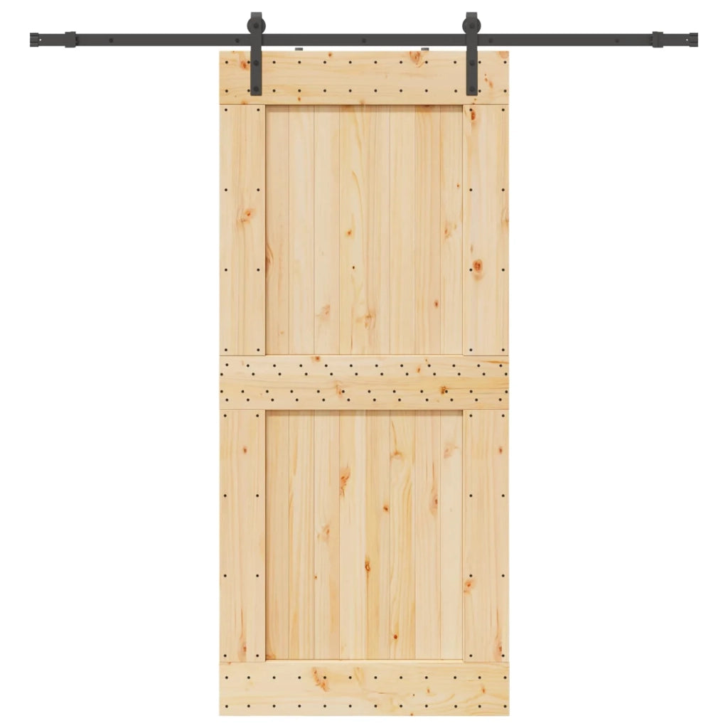 Porta scorrevole NARVIK Naturale e Nero 100 x 210 cm (213,5 cm)