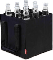 Borsa per bottiglie, Borsa per bottiglie da 9 x 1,5 litri, Borsa per bottiglie con pareti divisorie, Borsa per bottiglie con 9 compartimenti, 27 cm x 27 cm x 27 cm (nero)