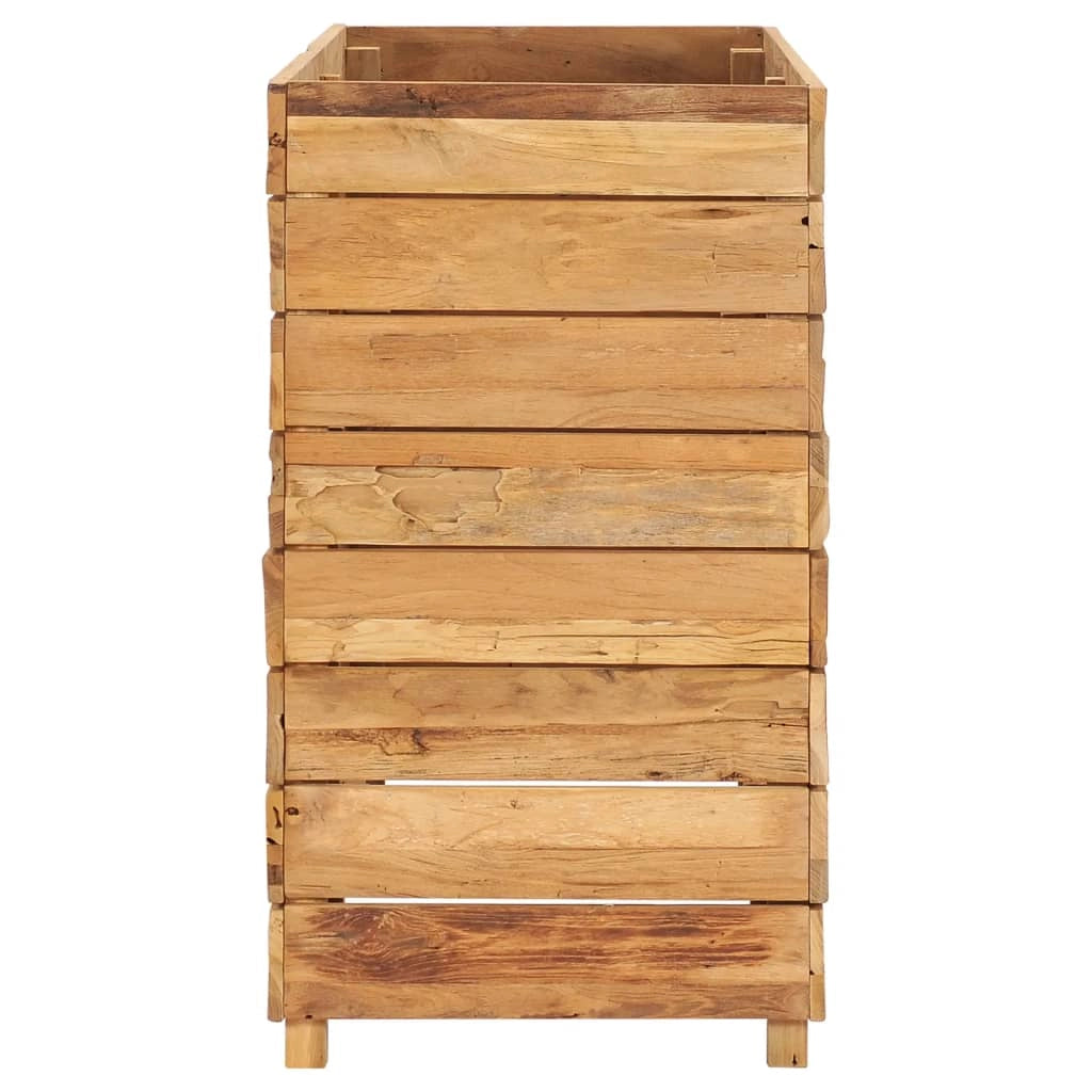 Aiuola rialzata per piante e fiori 100 x 40 x 72 cm legno di teak riciclato e acciaio 02_0000897