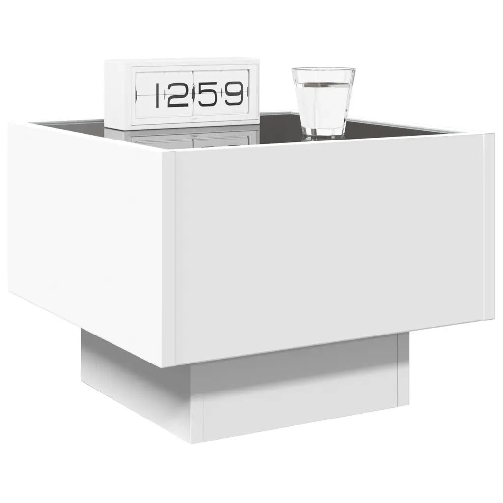 vidaXL Comodino con LED Infinity Bianco 40x40x30 cm