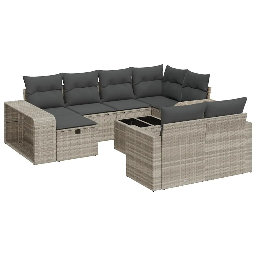 Set Divani da Giardino 11 pz con Cuscini in Polyrattan Grigio 3326076
