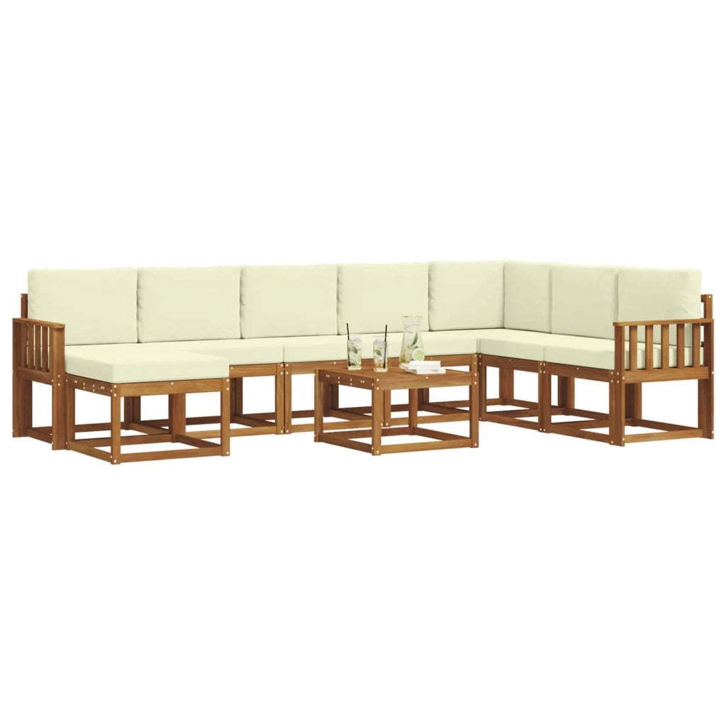 Set di divani da esterno con cuscino 9 pcs Naturale e Crema