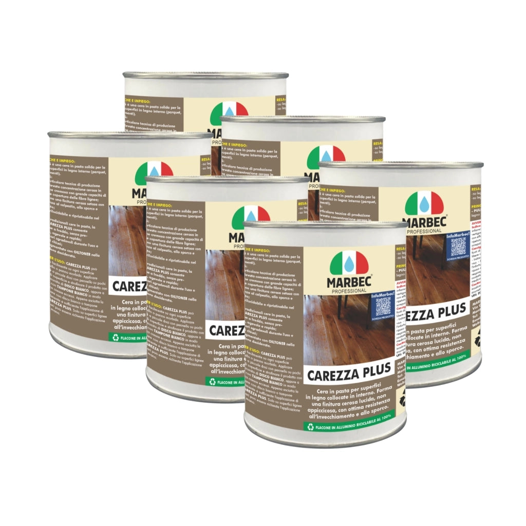 Cera in pasta per superfici in legno CAREZZA PLUS   1LTx6Pz