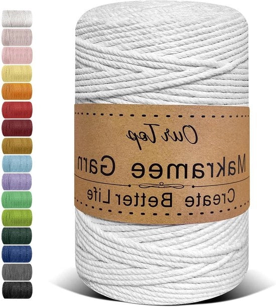 Filato Macramè Bianco 3 mm x 300 m per Artigianato Tessitura Decorazione Gronda Pianta