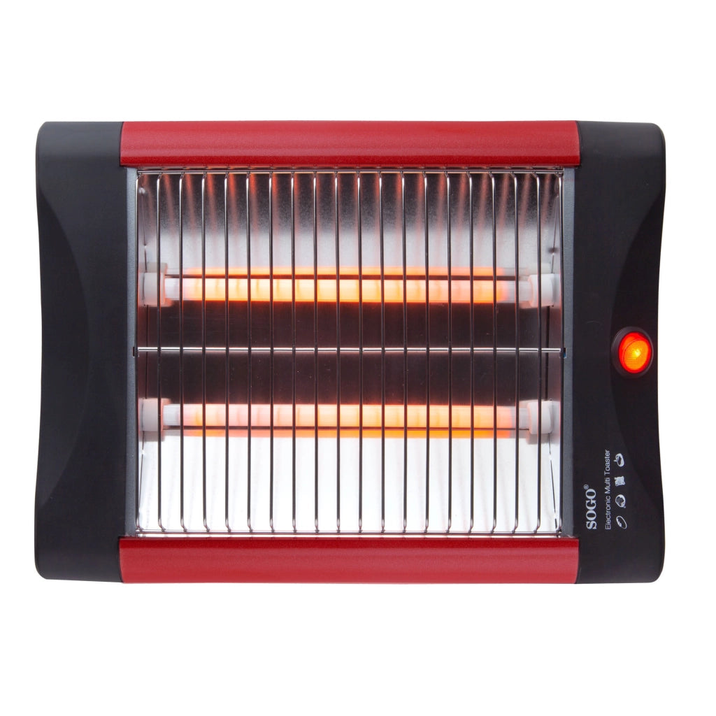 Tostapane piatto orizzontale per 2 fette, elementi riscaldanti al quarzo 300W, area tostatura 18x15cm cucina - SOGO