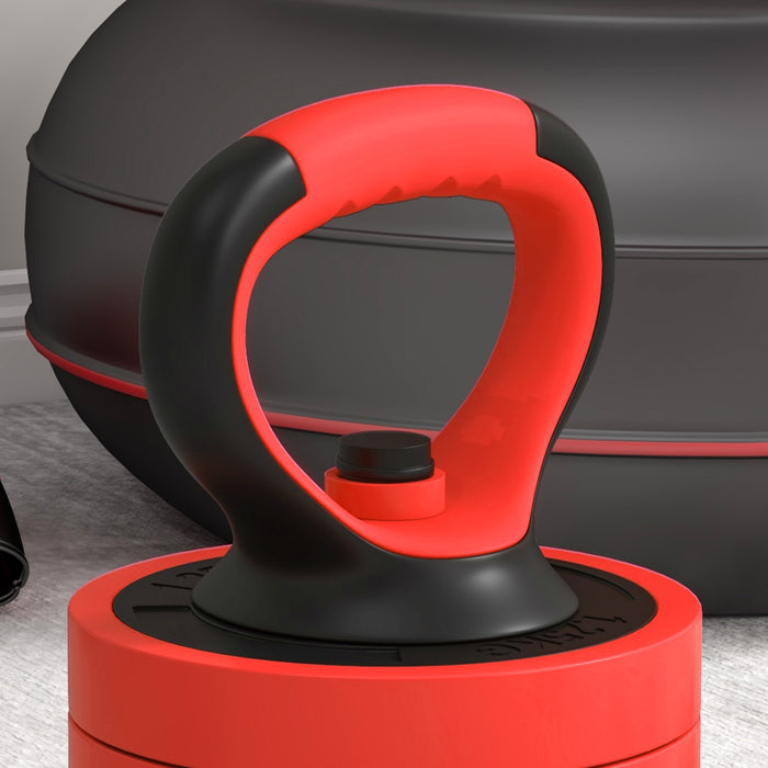 Set Pesi da Palestra 4 in 1 da 30kg Convertibile in Kettlebell 2 Manubri Bilanciere e Supporto Flessioni Rosso