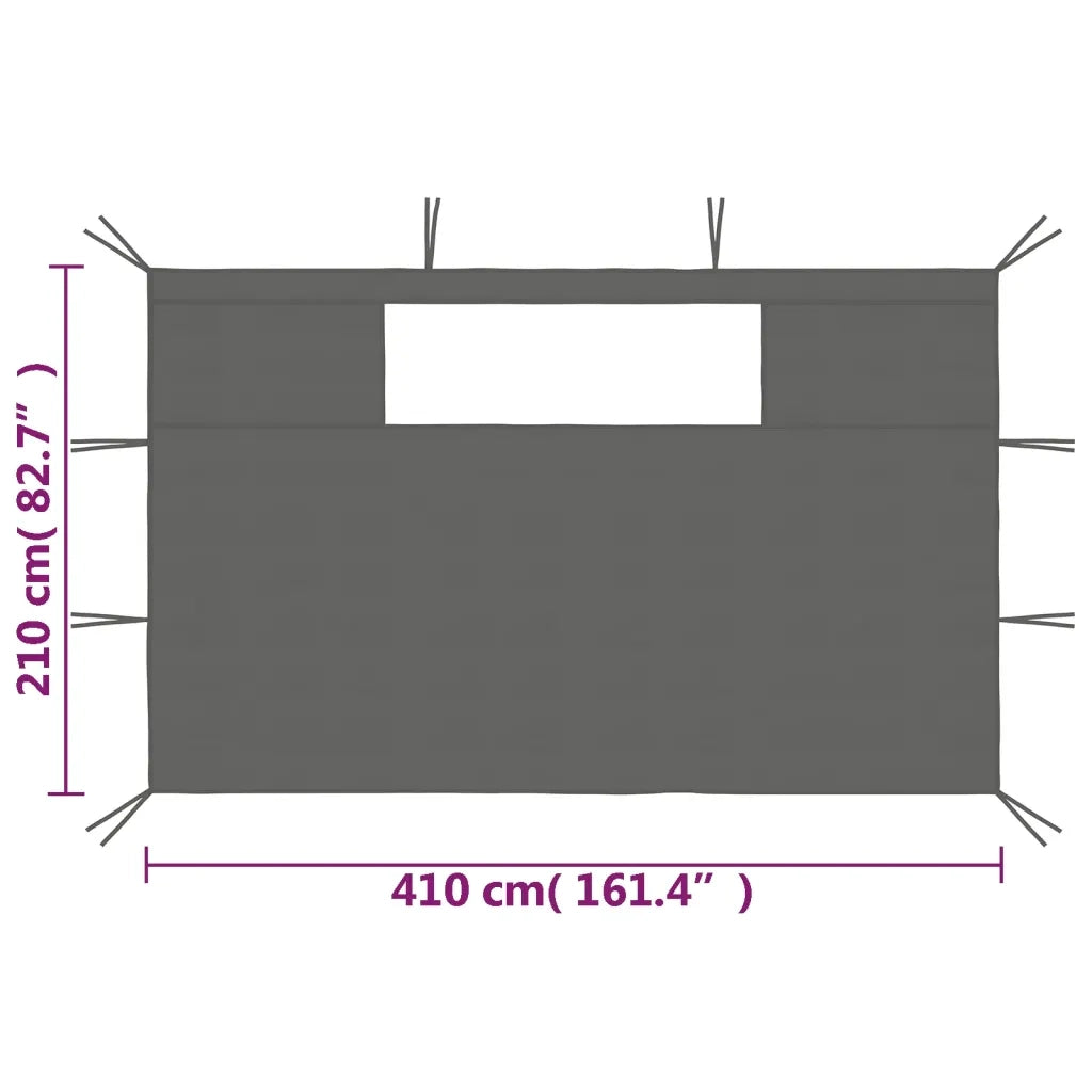 Pareti con Finestre per Gazebo 2 pz Antracite CFW3734146