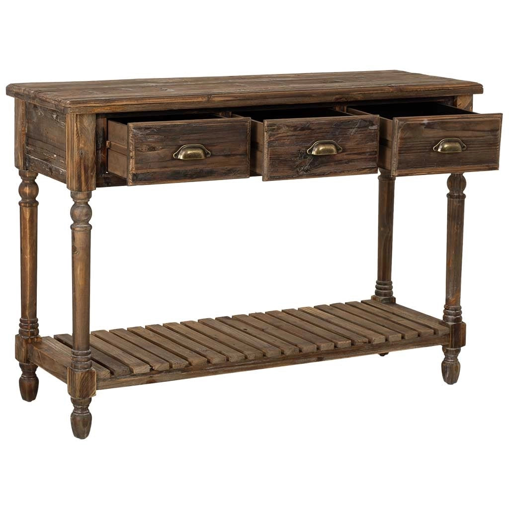 Tavolino da ingresso in legno con 3 cassetti 120x38x81h cm