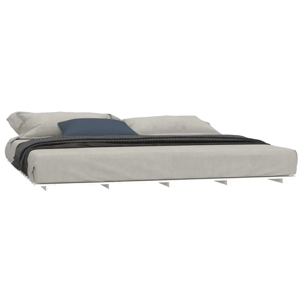 Letto matrimoniale | Letto per adulti | Giroletto senza Materasso Bianco 180x200 cm Legno Massello Pino