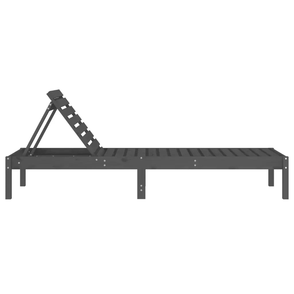 Lettino Prendisole Grigio 199,5x60x74 cm Legno Massello di Pino 825069