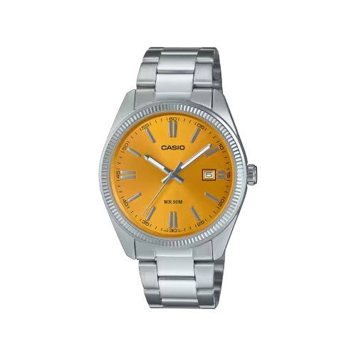 Orologio casio mtp 1302pd 9avef timeless orange e silver