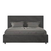 Letto queen size con rete imbottito 150x210 microfibra glicine Mika