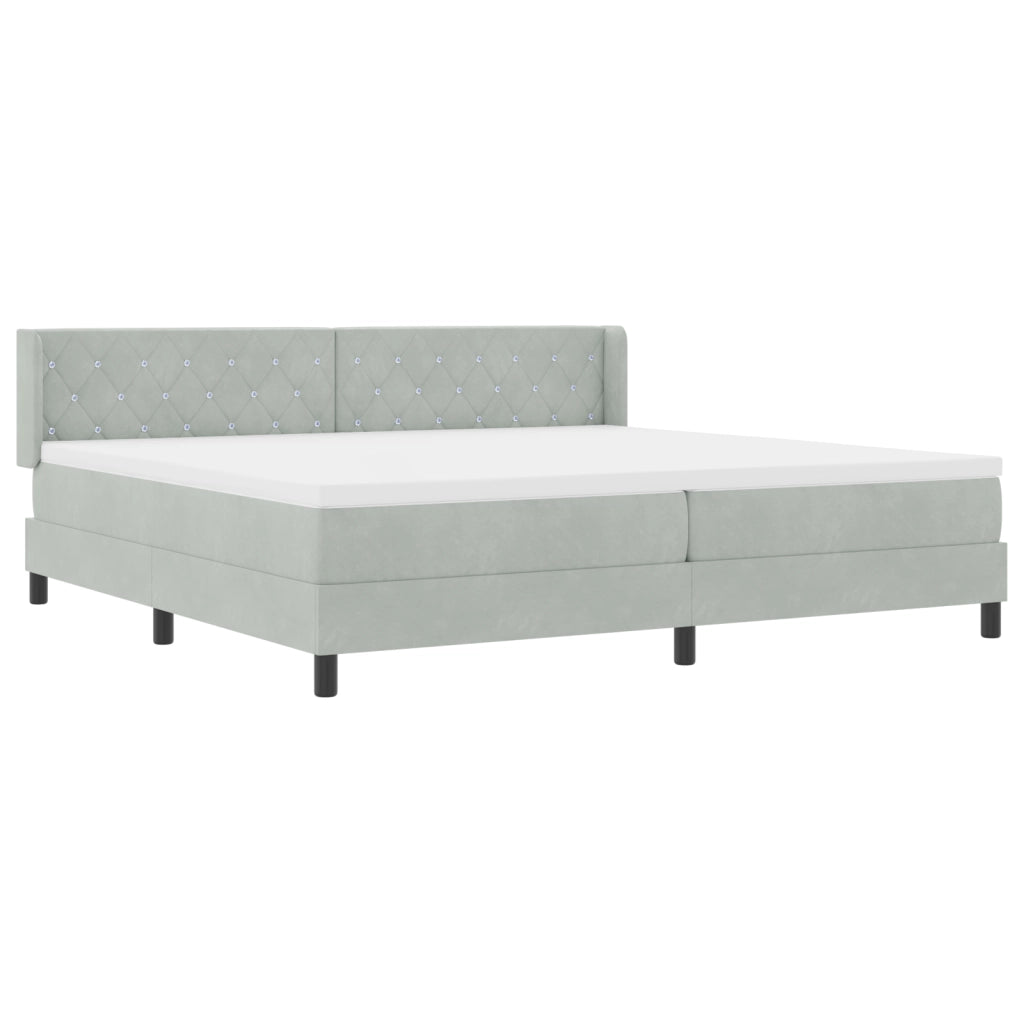 Letto a Rete con Materasso Grigio Chiaro 200x200 cm Velluto