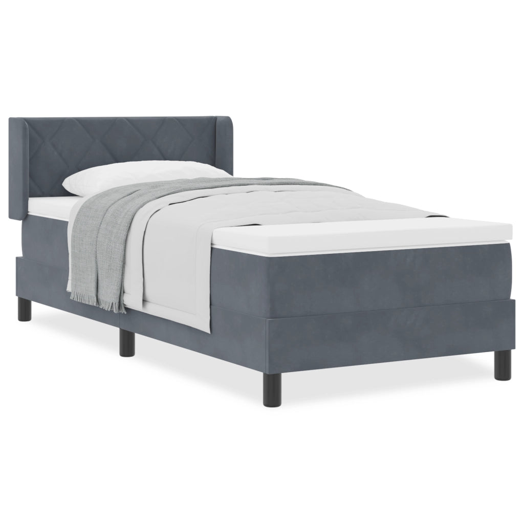 Letto con Rete Ortodontica e Materasso Grigio Scuro 100x200 cm Velluto