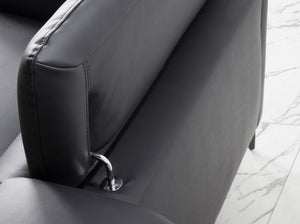 Divano chaise longue sinistro in pelle nera