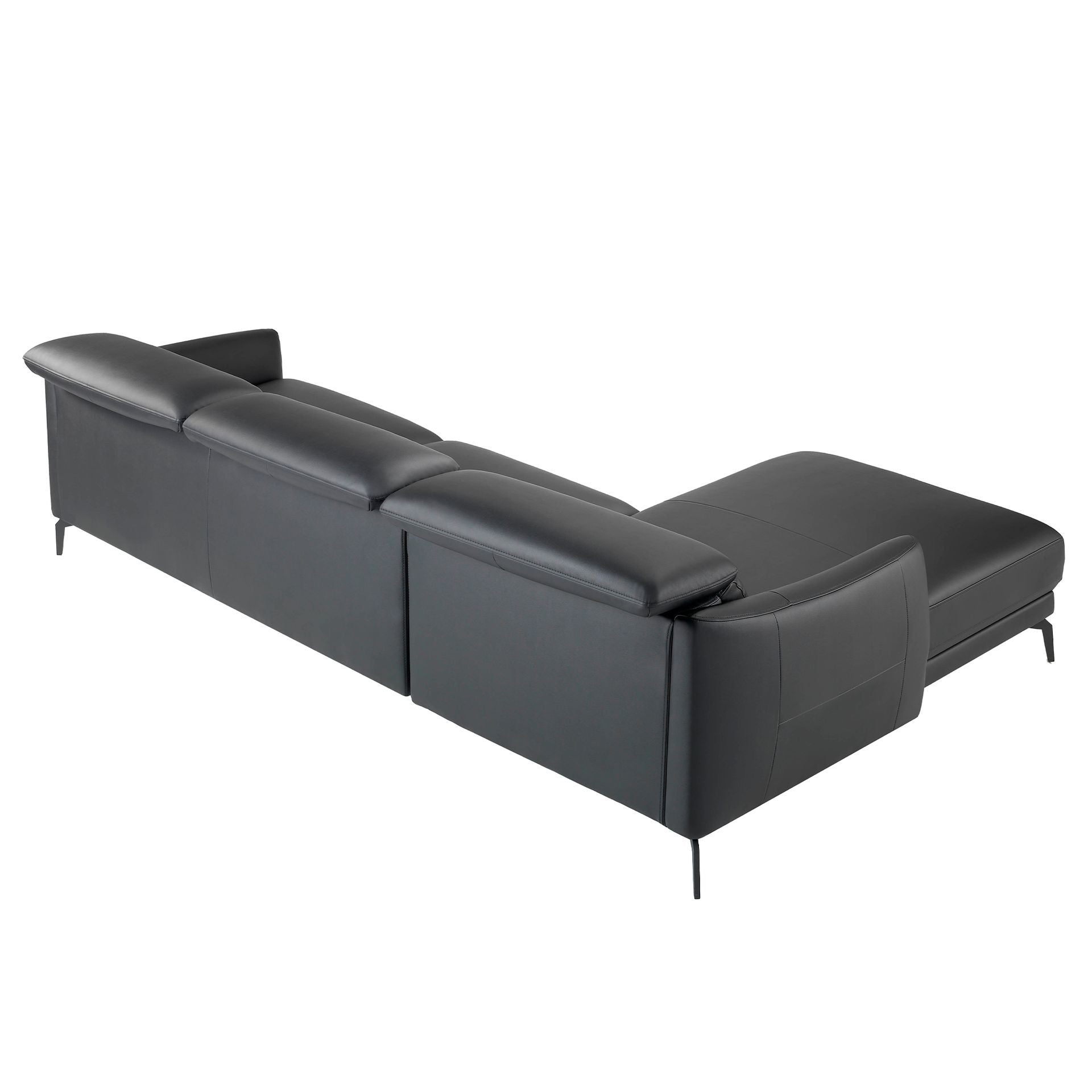 Divano chaise longue sinistro in pelle nera