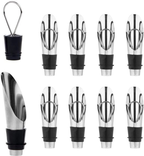 Wijnbelucchiatore 2 in 1 - Tappo con ventilatore per vino - Flessa ventilata - Beccuccia per vino - Flessa top - Duraturo - Sicuro e resistente all'ossidazione