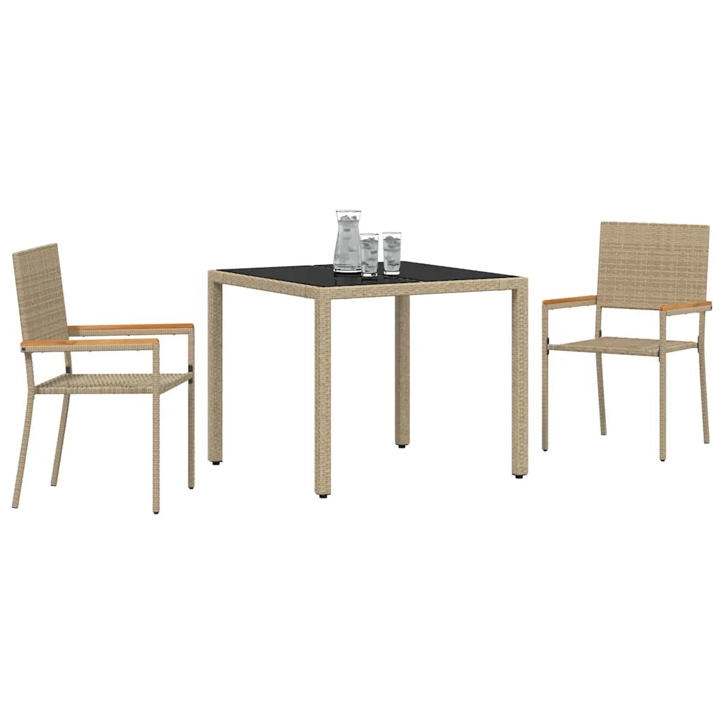 Set da Pranzo per Giardino 3 pcs Beige polyrattan 3365386